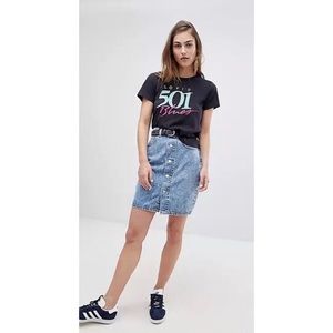 levi’s new womens blue denim pencil skirt acid wash W27